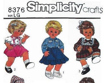 E715 PDF of Pattern #8376 Wardrobe for Large Baby Dolls 17" to 18" tall.