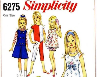 E676 PDF Digital Download of Vintage 1960's 9" Lil Sister Doll Clothes Pattern