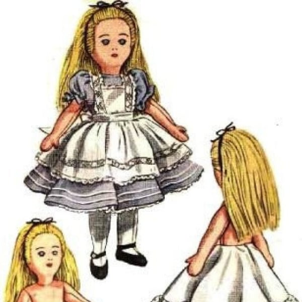 E352 PDF of 18" Alice in Wonderland Doll and Wardrobe Pattern