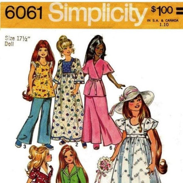 E709 PDF Vintage 1972 Doll Clothes Pattern #6061 For 17-1/2" Crissy