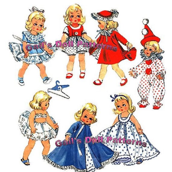 E544 PDF of Ginny, Muffie, Alexanderkin Wardrobe Pattern #7 for 8" dolls