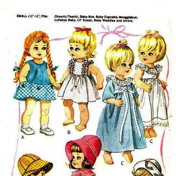 E473 Patron de garde-robe pour tout-petits pour poupées de 12" à 16"
