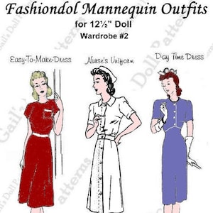 E580 Digital PDF of a Mannequin Doll Wardrobe #2  for 12-1/2” Dolls