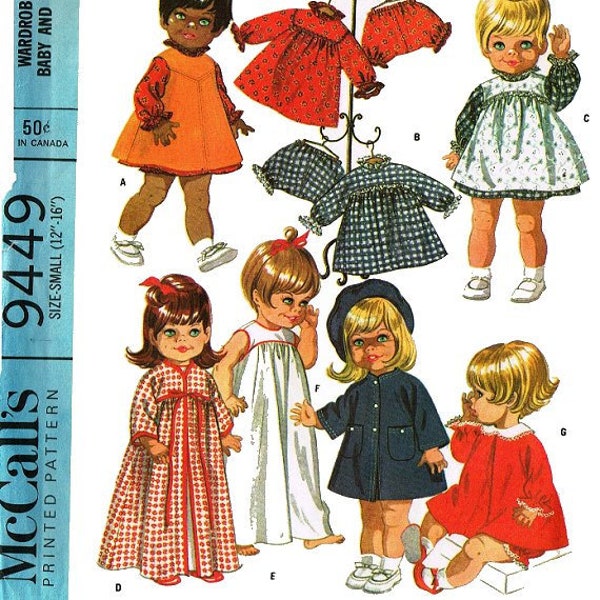 E678 PDF Vintage Pattern for 12" to 16" Chubby Baby and Toddler Doll Clothes