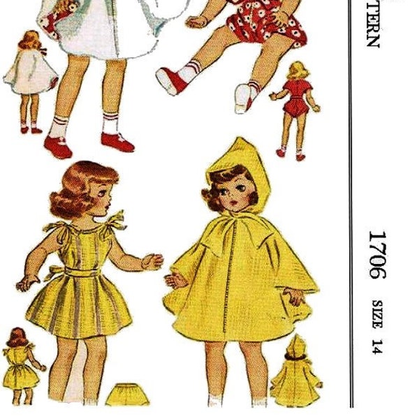 E734 PDF of 1950’s Pattern #1706 for 14” Toni Doll