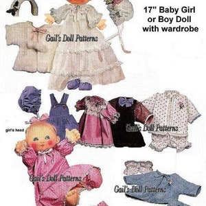 E501 PDF of 17" Baby Doll with Wardrobe Pattern