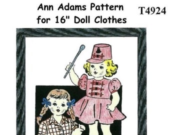 E781 PDF Instant download of Ann Adams Pattern #T4924 to fit  16” Dolls.