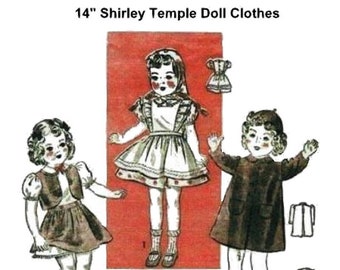 E570 PDF of Vintage Pattern #2616 for 14”Shirley Temple Doll Clothes