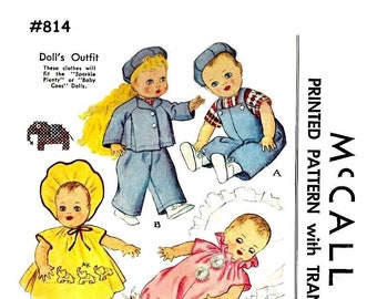 E815 PDF of  #1549 Doll Clothes Pattern for 16” Baby Girl or Boy Dolls
