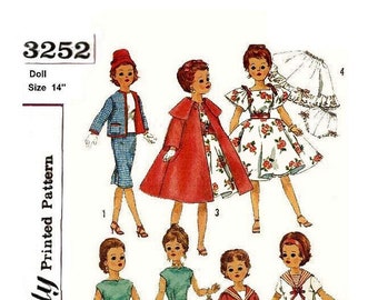 E701 PDF Digital pattern for #3252 Doll Clothes Wardrobe to fit 14” Dolls