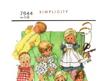 E713 PDF of Baby Doll Clothes Pattern for 17" - 18" Large Dolls such as Dy Dee Baby