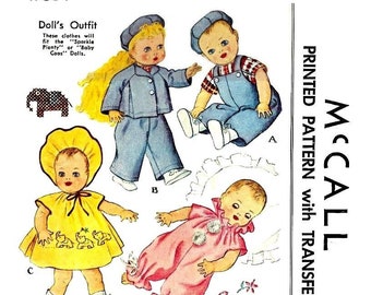 E814 PDF Instant download copy of McCalls  #1549 Doll Clothes Pattern for 14” Baby Girl or Boy Dolls