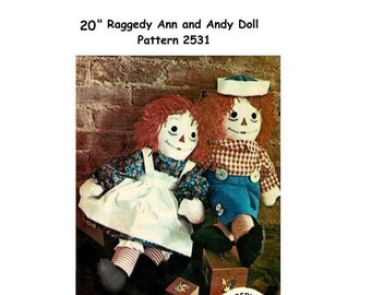 E863 20" Raggedy Ann and Andy Doll Pattern