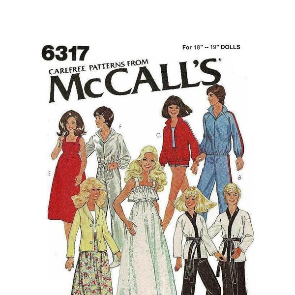 E828 PDF Instant Download Copy of McCall’s Pattern #6317 for 18”–19” dolls  such Chrissie, Tiffany Taylor, and Super Barbie