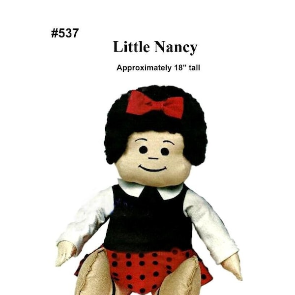 E537 Digital PDF of 18" Little Nancy Vintage Cartoon Doll Pattern