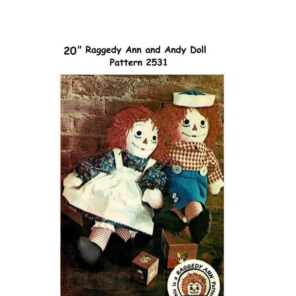 E863 PDF of 20" Raggedy Ann and Andy Doll Pattern