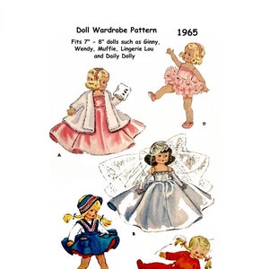 E689 PDF of Vintage Pattern for Wardrobe to fit 7" to 8" Ginny Doll