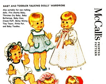 E787 Instant download PDF of #6513 Doll Clothes Pattern for 15” to 17” Baby Dolls