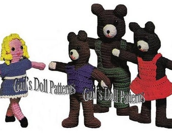 E624 PDF of Goldilocks and the 3 Bears Crochet Pattern