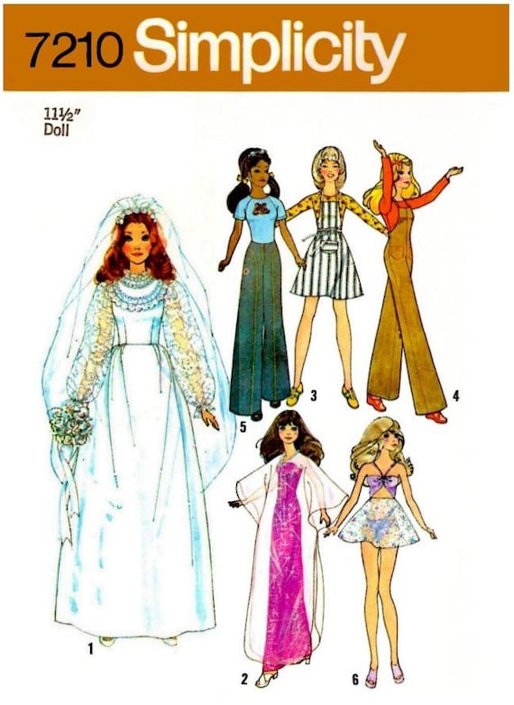 E759 PDF Copy of My Vintage Simplicity Pattern #7210 for 11-1/2” Fashion  Dolls