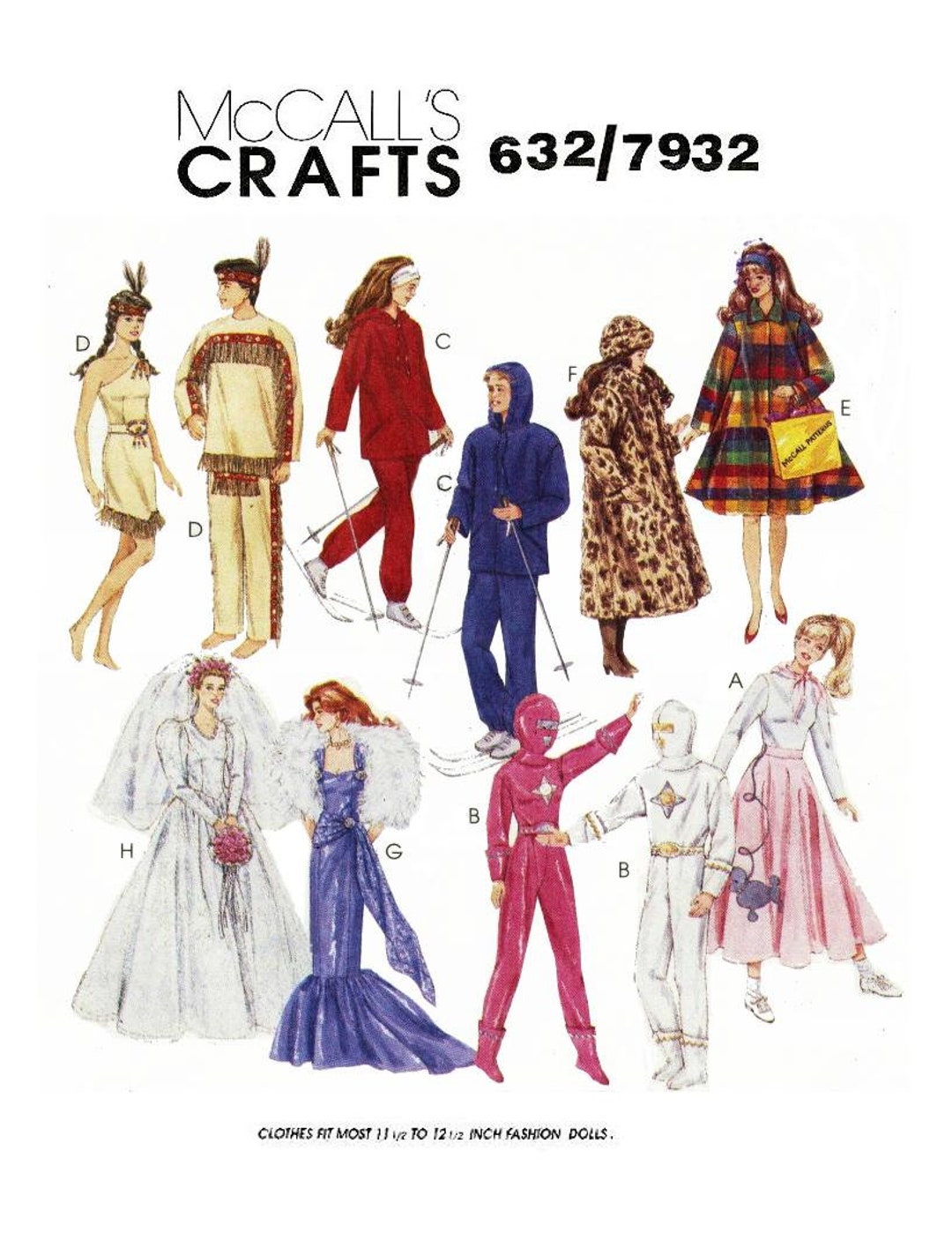Barbie & Ken Doll Clothes, Mccall's 2580, 11-1/2 to 12 Fashion Dolls 