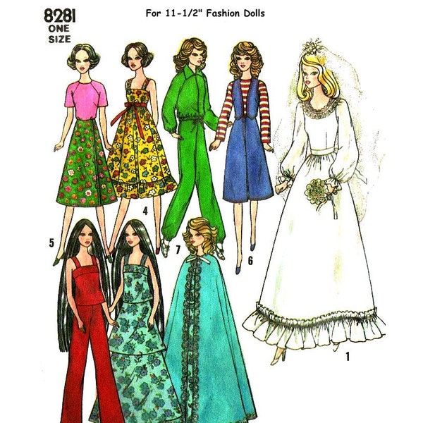 E433 PDF Digital Download Wardrobe Pattern For 11.5 inch Fashion Dolls