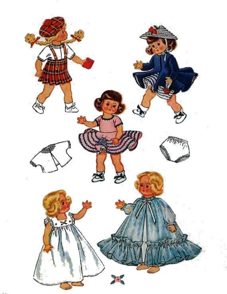 E430 PDF Ginny, Muffie, Alexanderkin Wardrobe Pattern for 8 Doll Clothes image 1