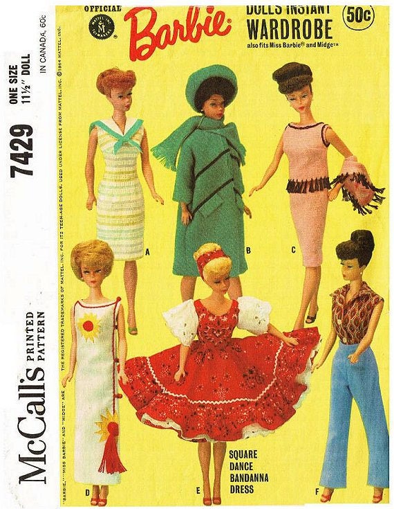 Sewing Pattern For Doll Clothes Wardrobe To Fit Barbie Midge Etsy