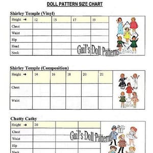 E566 PDF of Doll Size Chart For Over 30 Dolls