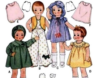 E776 PDF Instant Download copy of 1930’s  #1918 Doll Clothes Pattern for 19” Patsy Doll