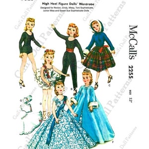 E818 PDF of a 12” " High Heel Doll Wardrobe for dolls such as Missy, Cindy, Miss Revlon, & Sweet Sue