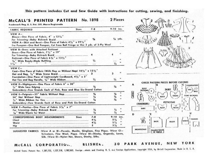 E430 PDF Ginny, Muffie, Alexanderkin Wardrobe Pattern for 8 Doll Clothes image 2