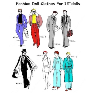 E859 PDF Digital Download Fashion Clothes for 12" Teen Boy Dolls