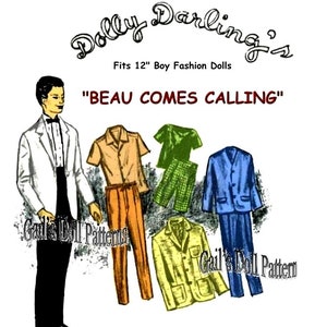 E660 PDF Digital Download of Vintage Wardrobe Pattern for 12" Fashion Boy Dolls