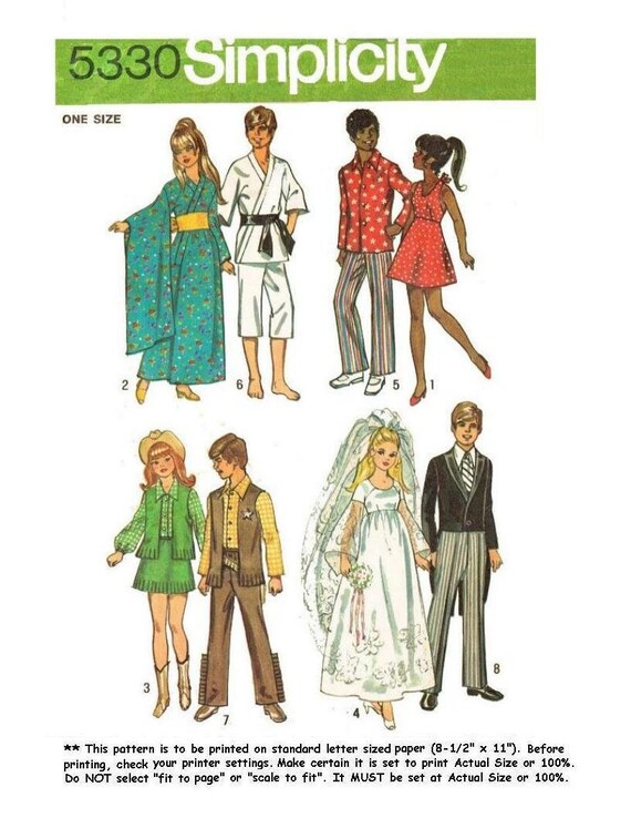 Barbie patterns simplicity sale