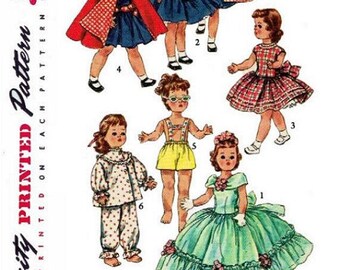 Copy of 1955 Simplicity Pattern #1405 Doll Clothes Wardrobe for 14-1/2" Dolls.