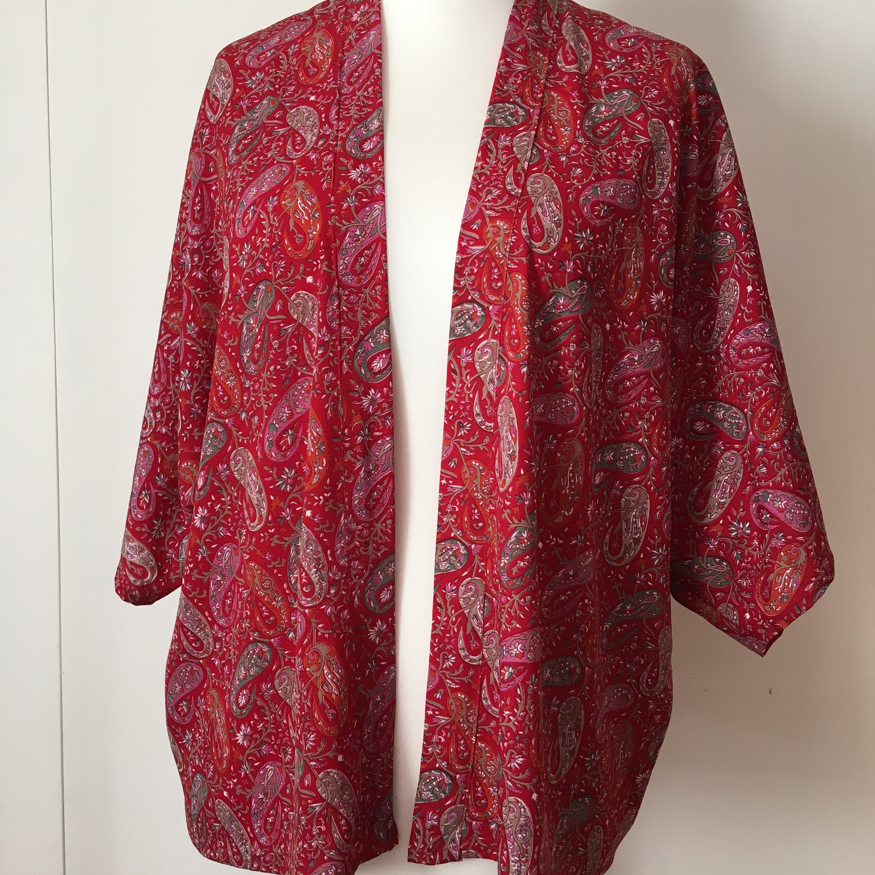 Handmade Women's Kimono Jacket Fuschia Pink Paisley Print - Etsy UK