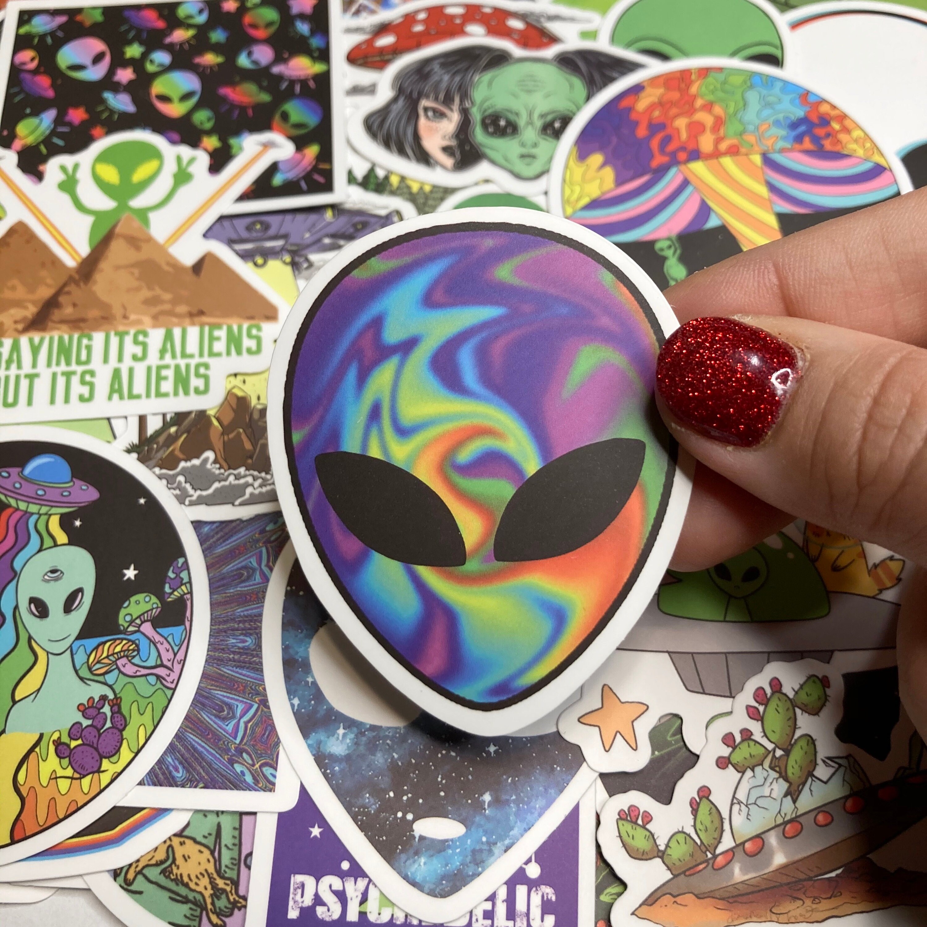 Psychedelic Alien Laptop Stickers | Etsy