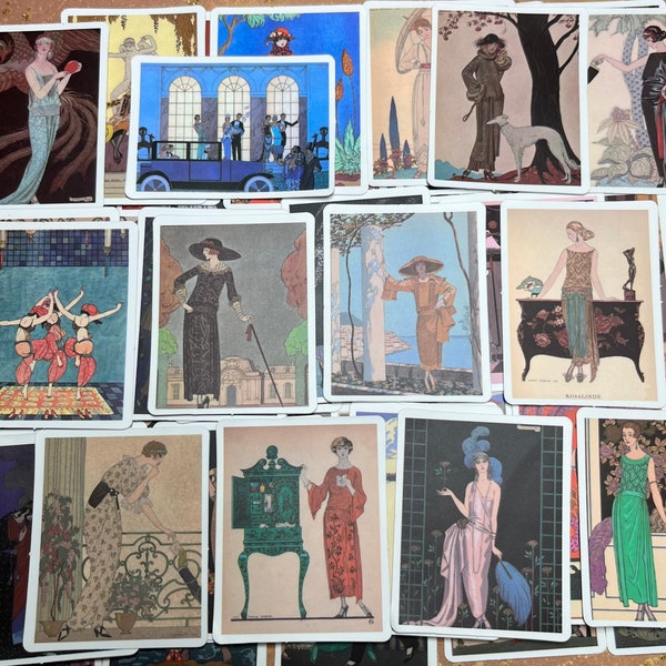 24 Postkarten Set George Barbier Art Deco – Vintage Poster Nachdrucke, 12x16 Cm