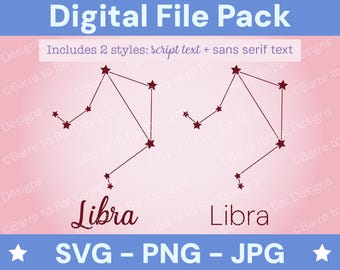 Libra Constellation Digital Download – SVG, PNG & JPG Star Sign Files for Cricut or Silhouette