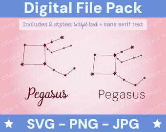 Pegasus Constellation Digital Download – SVG, PNG & JPG Star Sign Files for Cricut or Silhouette