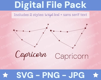 Capricorn Constellation Digital Download – SVG, PNG & JPG Star Sign Files for Cricut or Silhouette