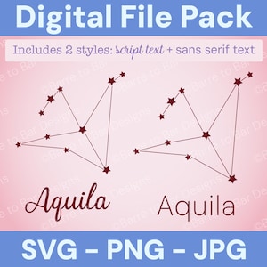 Aquila Constellation Digital Download – SVG, PNG & JPG Star Sign File for Cricut or Silhouette