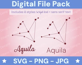 Aquila Constellation Digital Download – SVG, PNG & JPG Star Sign File for Cricut or Silhouette