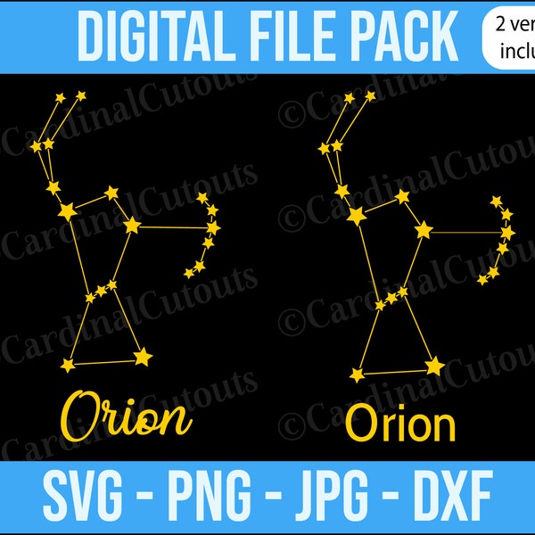 Orion Constellation - SVG, PNG, JPG, and Dxf Digital File Pack