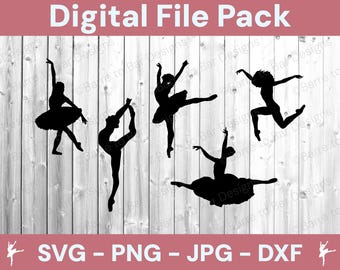 Ballerina Silhouette Digital Download – SVG PNG JPG Dxf Ballet Dancer Outline Image Cut Files for Cricut & Silhouette