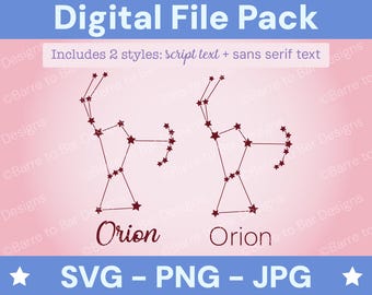 Orion Constellation Digital Download – SVG, PNG & JPG Star Sign File for Cricut or Silhouette