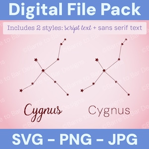 Cygnus Constellation Digital Download – SVG, PNG & JPG Star Sign Files for Cricut or Silhouette
