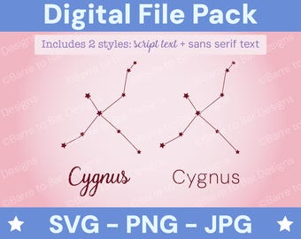 Cygnus Constellation Digital Download – SVG, PNG & JPG Star Sign Files for Cricut or Silhouette