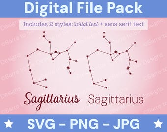Sagittarius Constellation Digital Download – SVG, PNG & JPG Star Sign Files for Cricut or Silhouette